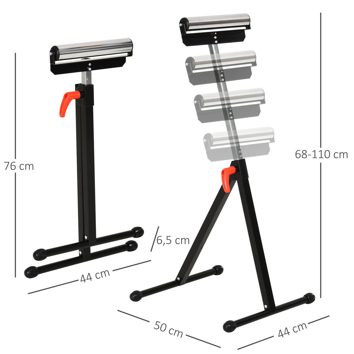 ROLLENSTÄNDER DE-18158 höhenverstellbar 68-110 cm, klappbar Schwarz - Schwarz, Metall (44/50/110cm) - ComfortXL