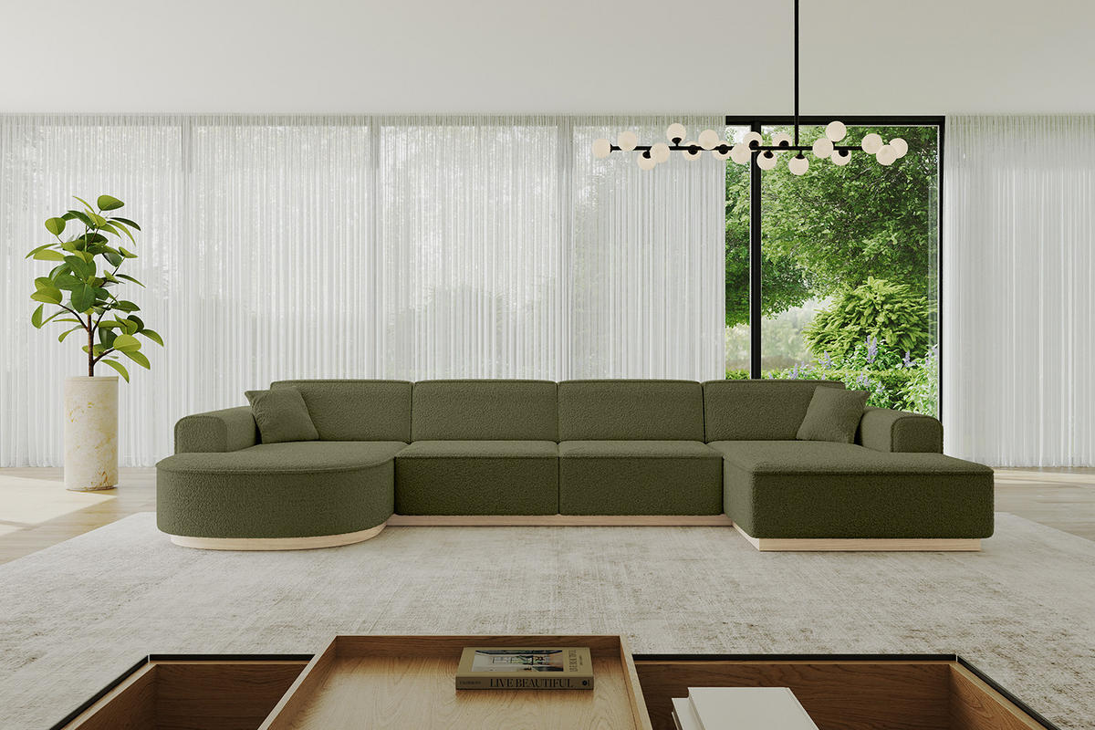 WOHNLANDSCHAFT ARRIO-U2 303x171x83 cm Olivgrün - Olivgrün, Holzwerkstoff/Textil (388/83/171cm) - ALTDECOR
