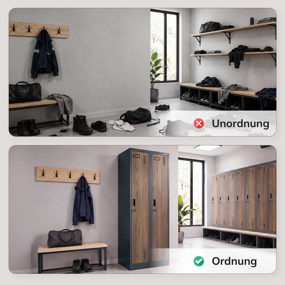 ZWEIFACH-PUTZSCHRANK KACPER II 180x60x50 cm - Anthrazit/Nussbaumfarben, Metall (60/180/50cm) - Jan Nowak