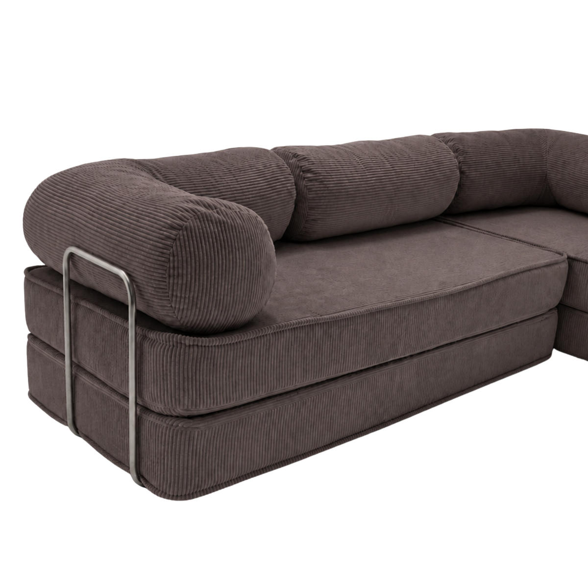 ECKSOFA Cord 300 x 200 cm Braun mit Schlaffunktion - Braun, Textil (300/200cm) - SURB