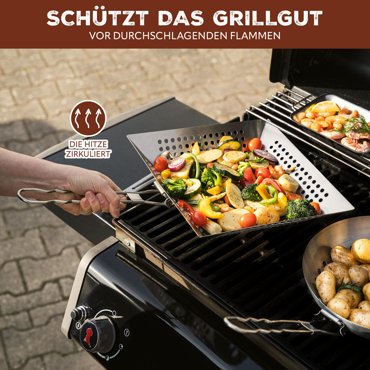 GRILLPFANNE, silber, Edelstahl - Edelstahlfarben, Metall (30.5/30.5/6cm) - bremermann