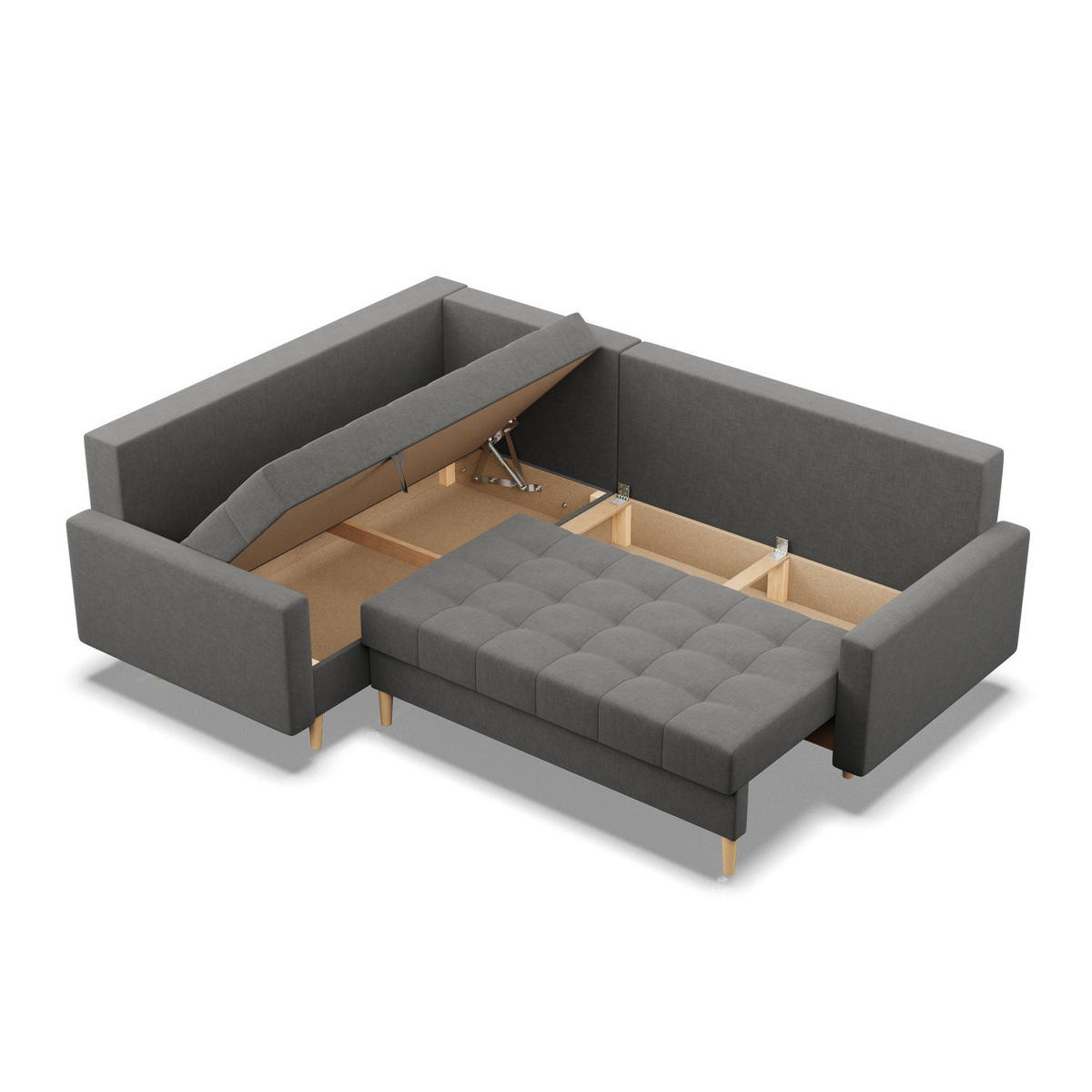 ECKSOFA LINKS MIT SCHLAFFUNKTION ELMA, Dunkelgrau - Dunkelgrau, Textil (223/172cm) - Mebligo