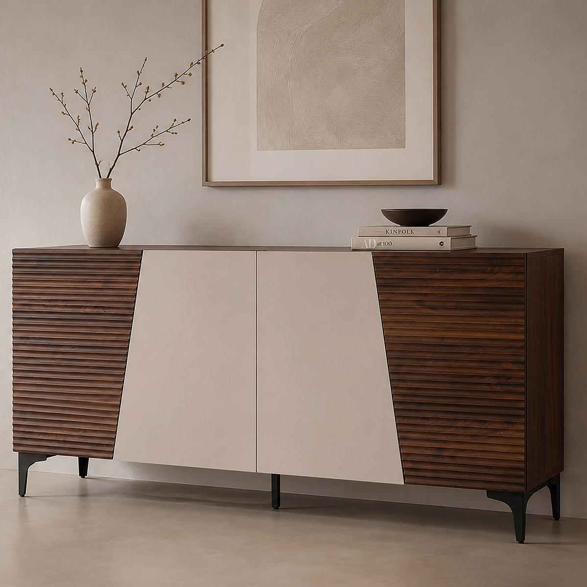 SIDEBOARD Walnuss Dekor - Walnussfarben, Holz (160/80/42cm) - MCW