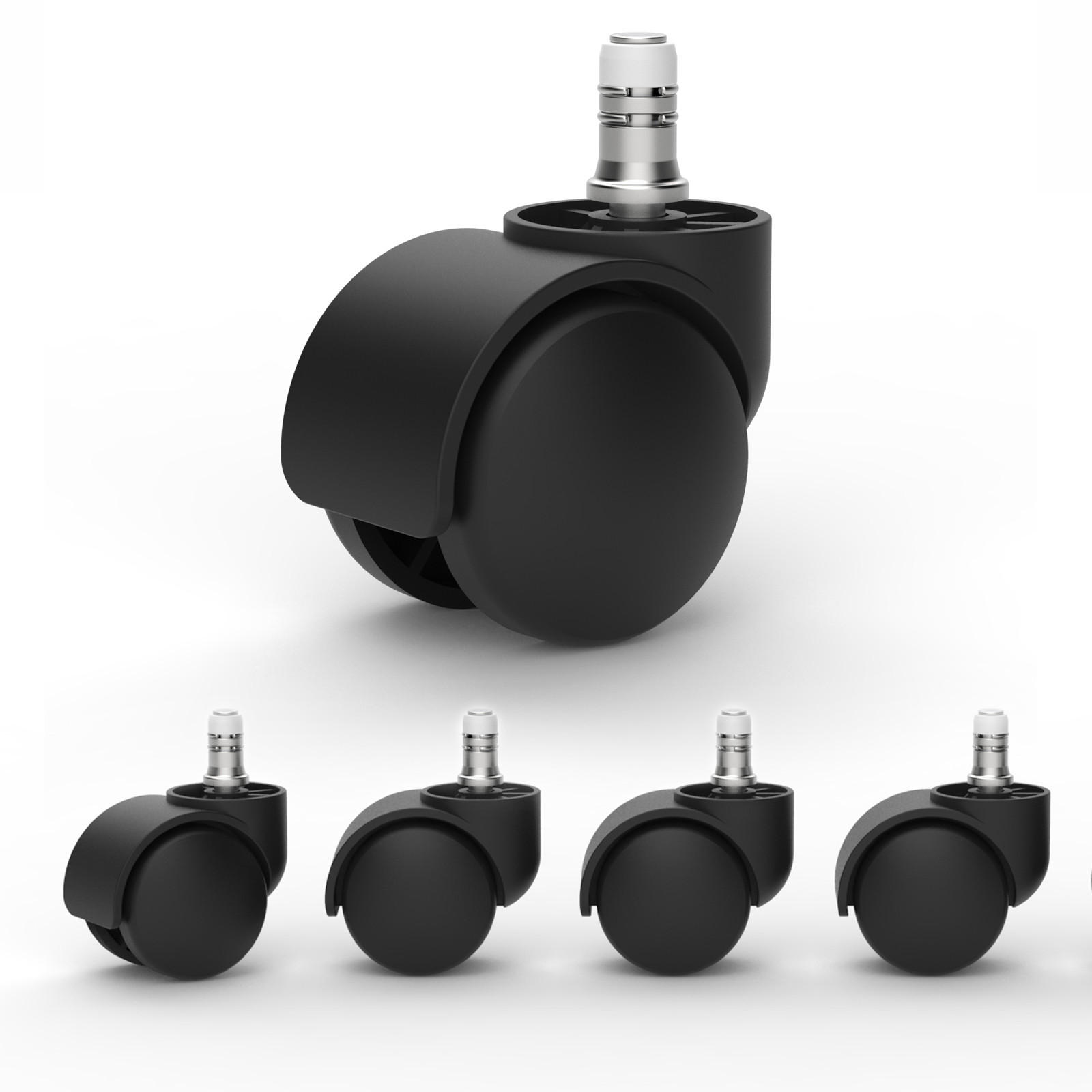 WEICHBODENROLLEN 50mm Nylon-schwarz: Steckbolzen 11x22mm mit Kunststoffring - Schwarz, Kunststoff (5/6/5cm) - Versee