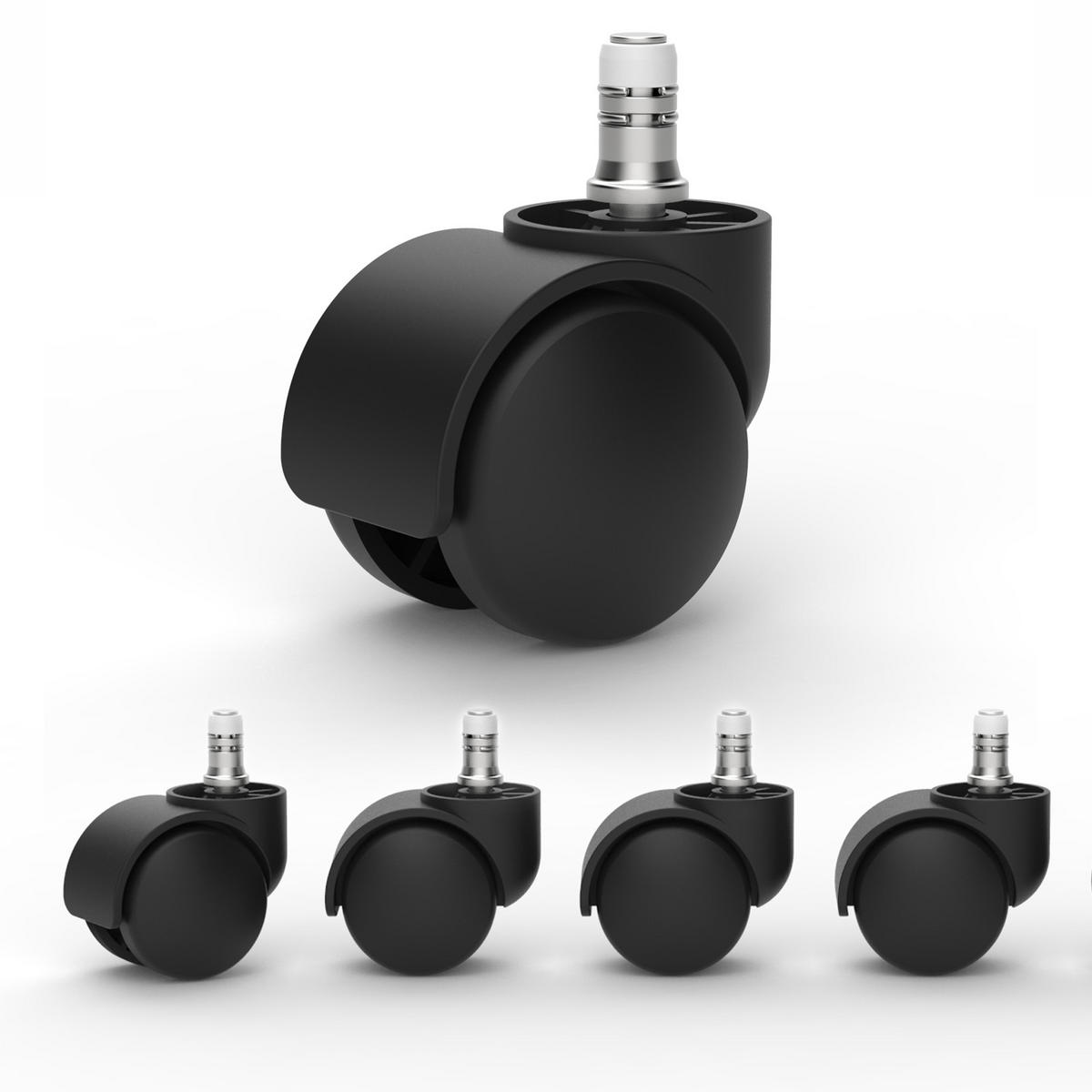 WEICHBODENROLLEN 50mm Nylon-schwarz: Steckbolzen 11x22mm mit Kunststoffring - Schwarz, Kunststoff (5/6/5cm) - Versee