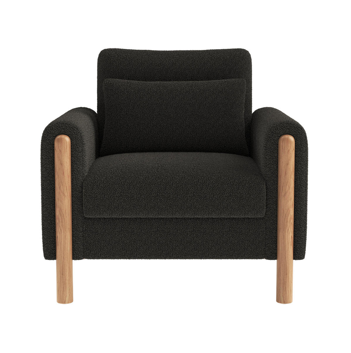 FOTELJA 87/83/88,5 cm s debelim jastukom i presvlakom od imitacije janjeće kože, Tamnosiva - tamno siva, tekstil (83/88.5/87cm) - Redom
