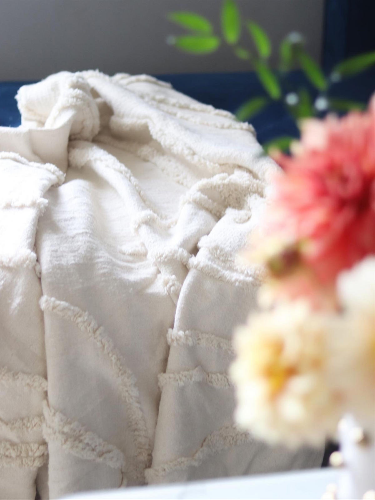 DECKE Helles Beige Acacia 125/150 cm - Beige, Naturmaterialen/Textil (125/150cm) - Beliani