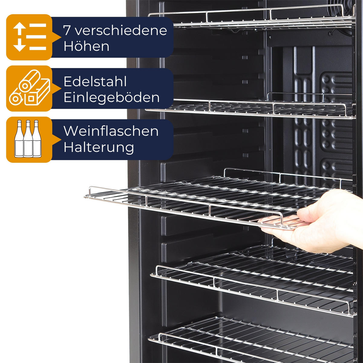 WEINKÜHLSCHRANK GK100 - Schwarz, Metall (48/85cm) - Sommertal