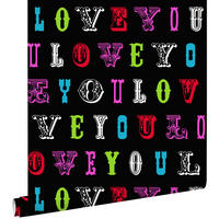 TAPETE love you - Sprüche 53 cm x 10.05 m - Grün, Papier (53/1000cm) - ESTAhome