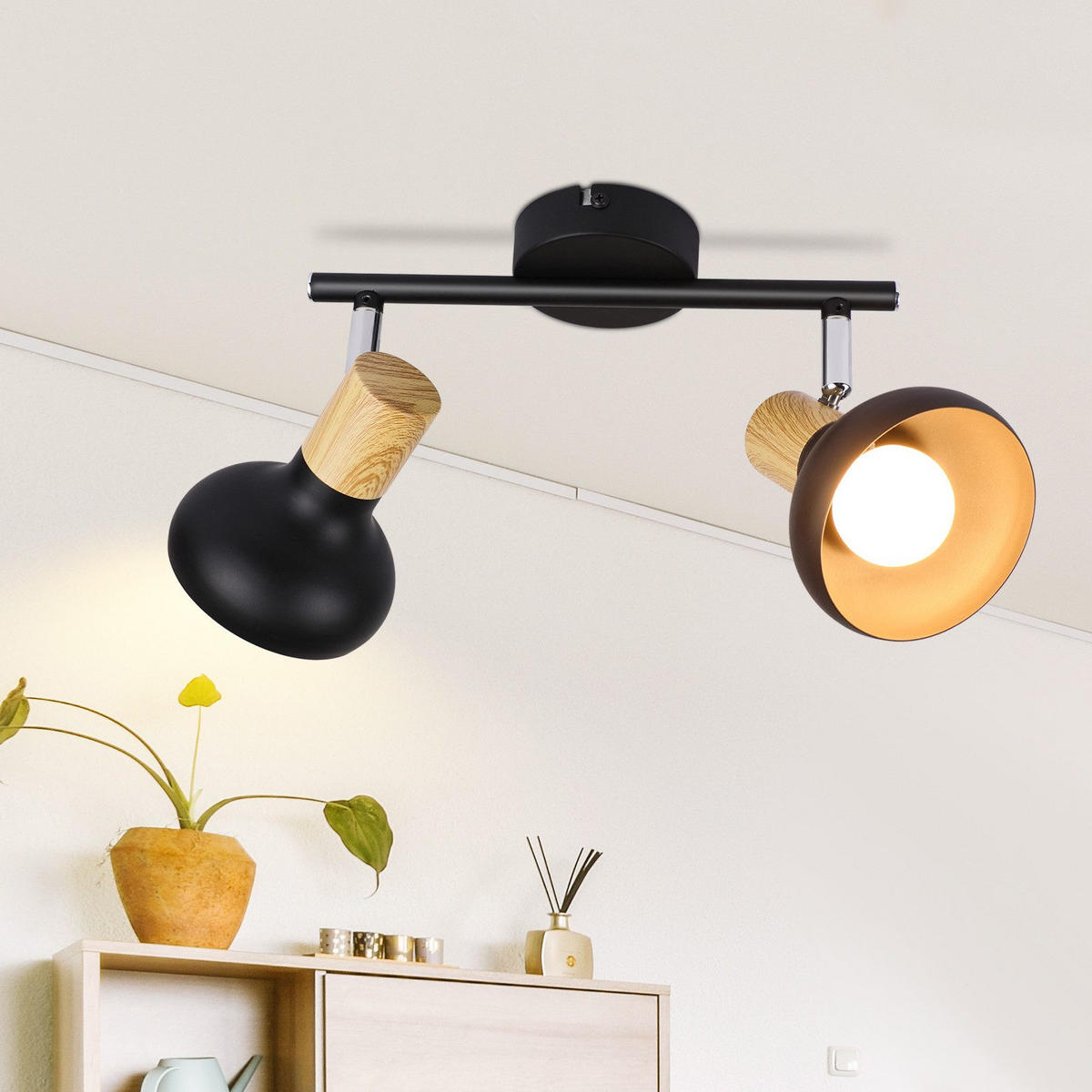 DECKENLEUCHTE Ledbetter 25.5/11/15.5cm - Schwarz, Metall (25.5/11/15.5cm) - Nettlife