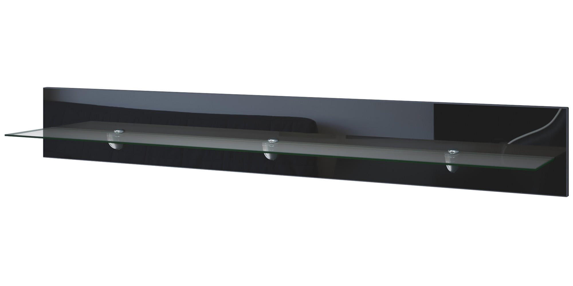 WANDREGAL Bari Schwarz Hochglanz - Schwarz Hochglanz, Holzwerkstoff (146/20/19cm) - Vladon