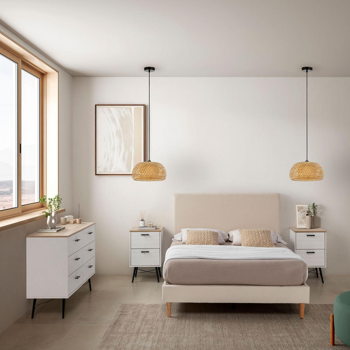 POLSTERBETT + Kopfteil 160x200 cm Niebla, Beige - Beige, Textil (90/160cm) - VS Venta-stock