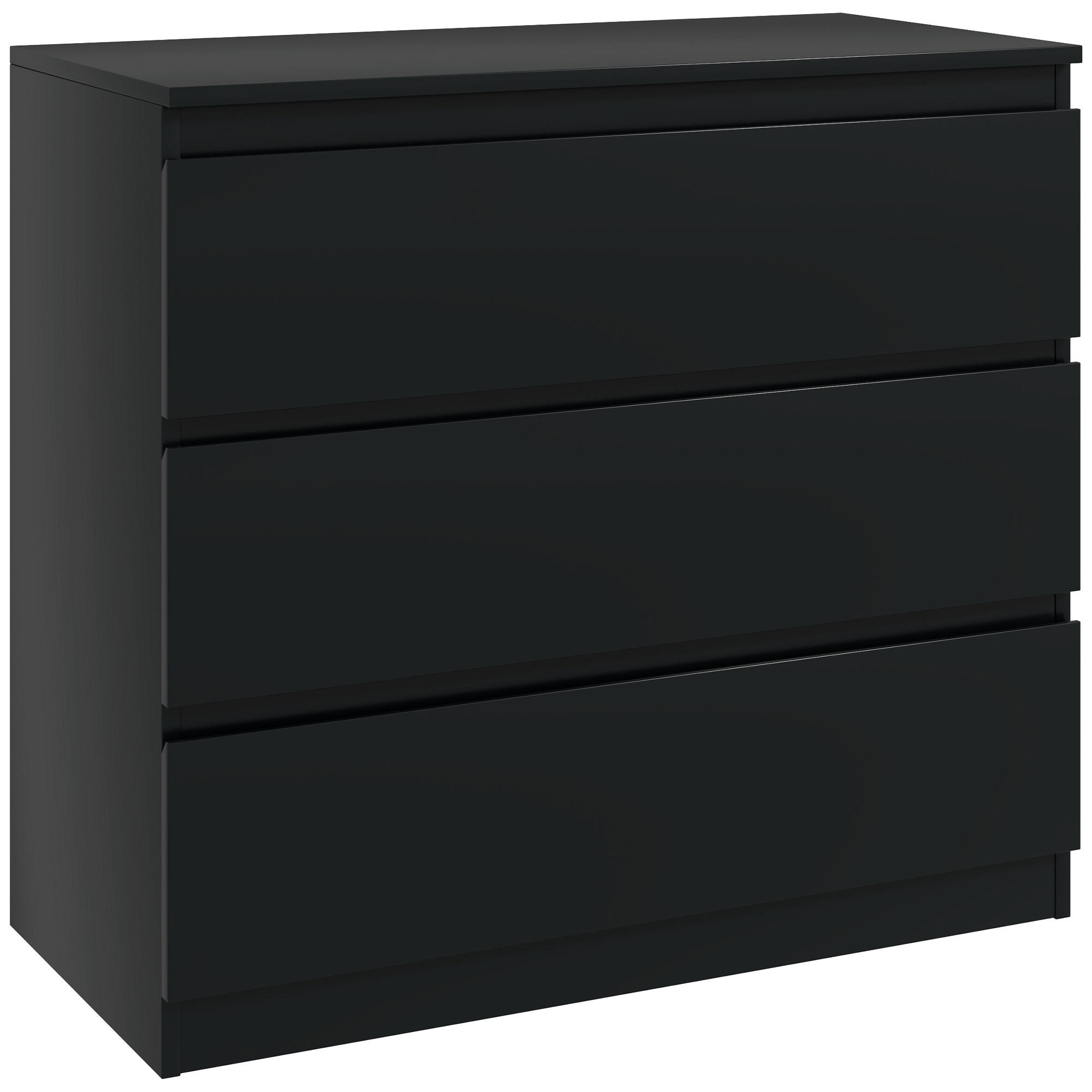 KOMOODE DE-12963 3 Schubladen, grifflos Schwarz - Schwarz, Holzwerkstoff (80/73/39cm) - ComfortXL
