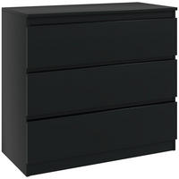 KOMOODE DE-12963 3 Schubladen, grifflos Schwarz - Schwarz, Holzwerkstoff (80/73/39cm) - ComfortXL