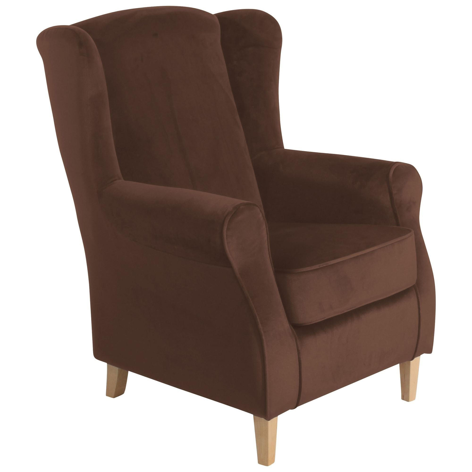 58aufmkessel Ohrensessel Braun, Buche 86x103x77 cm