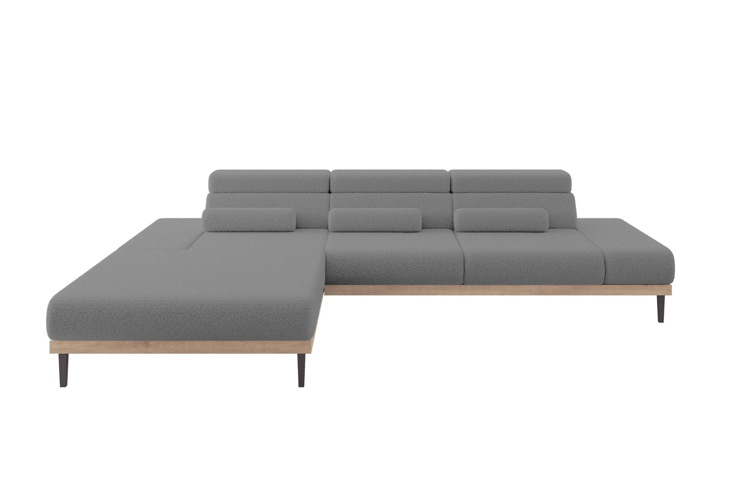 ELEKTRISCHES ECKSOFA Links MONA 316x205x85 Grau Bouclé - Silberfarben/Grau, Holzwerkstoff/Textil (316/205cm) - ALTDECOR