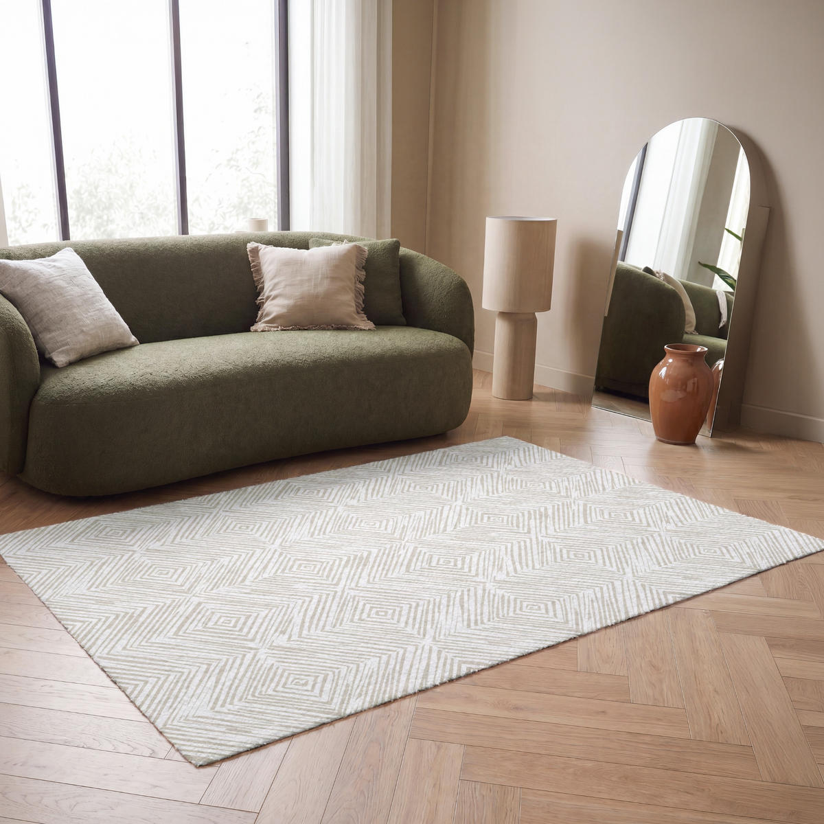 KOBERCE - Abstraktné - Diamanty - Béžová - 180x120 cm - béžová, textil/plast (180/0.4cm) - OnlyWow
