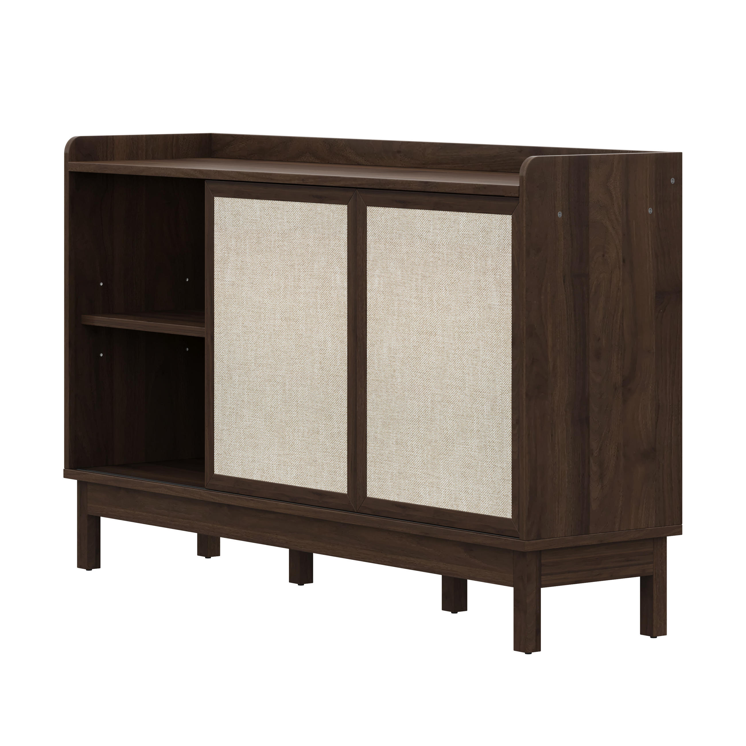 SIDEBOARD Naturfarbe mit Schiebetüren 150×39,5×80 cm aus Spanplatte - Nussbaumfarben, Holzwerkstoff (150/80/39.5cm) - Luhomfu