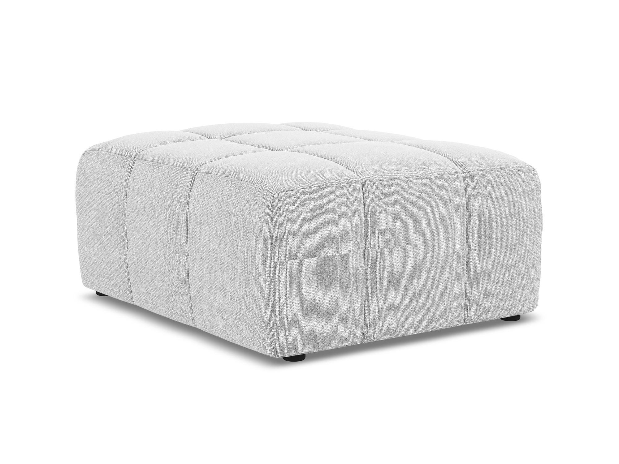 POUF Bouclé Stoff Grau - Silberfarben/Schwarz, Holzwerkstoff/Kunststoff (75/41/90cm) - Makamii