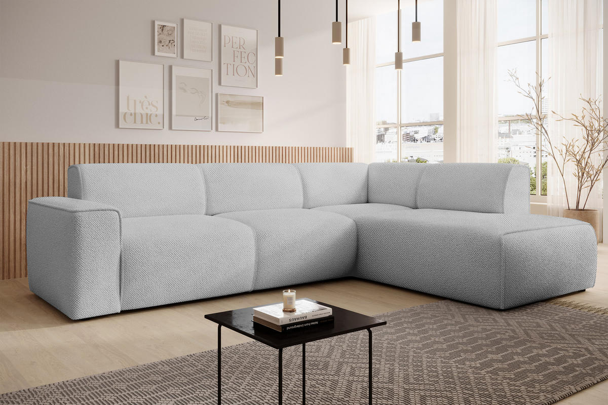 ECKSOFA L Form Didim Greige 292/220/78 cm – großes Sofa stilvoll & bequem R - Greige/Schwarz, Kunststoff/Textil (292/220cm) - AX Living