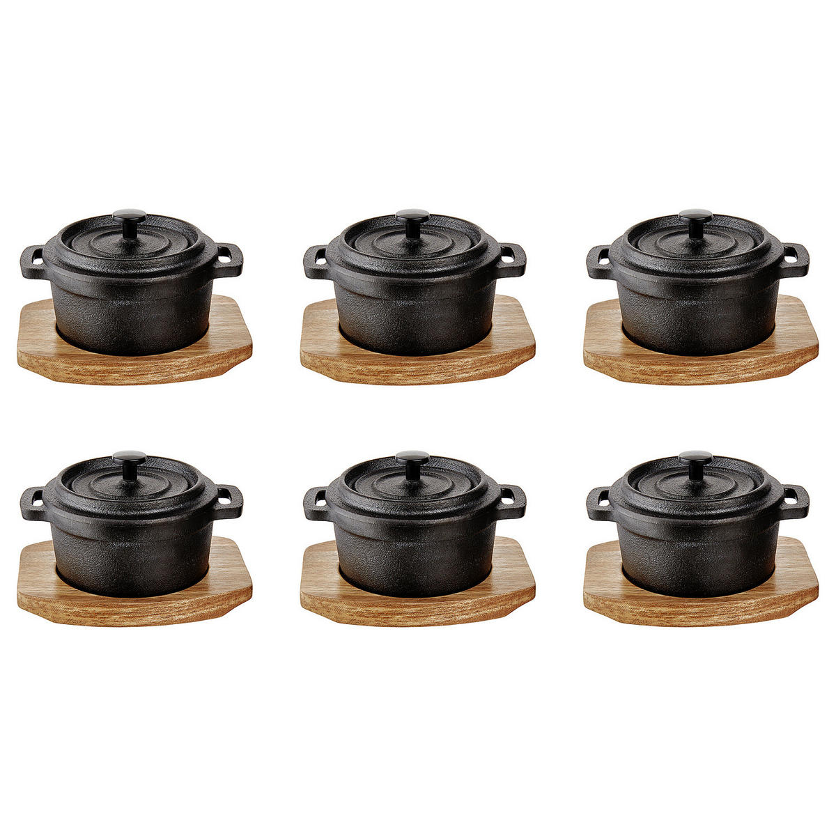 SERVIERTOPF (6er Set) Hot Iron - Schwarz, Metall (14/11/9cm) - BUTLERS