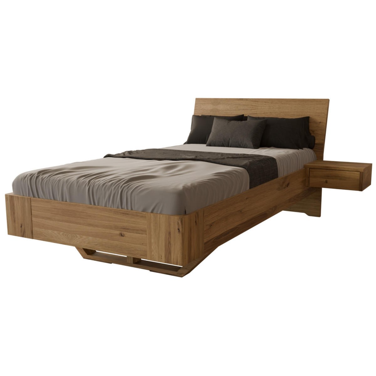 SCHWEBEBETT 100/220 cm aus Wildeiche - Braun, Holz (100/220cm) - MeinMassivholz