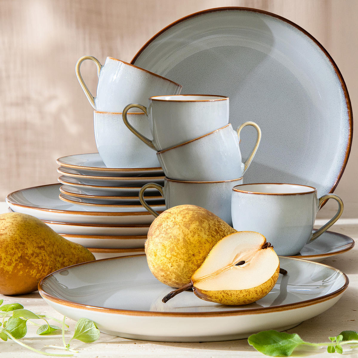 KAFFEESERVICE ESPRESSO 6 Personen PORTOFINO 18-tlg - Blaugrau, Keramik (9.5/6.5/9.5cm) - Ritzenhoff Breker