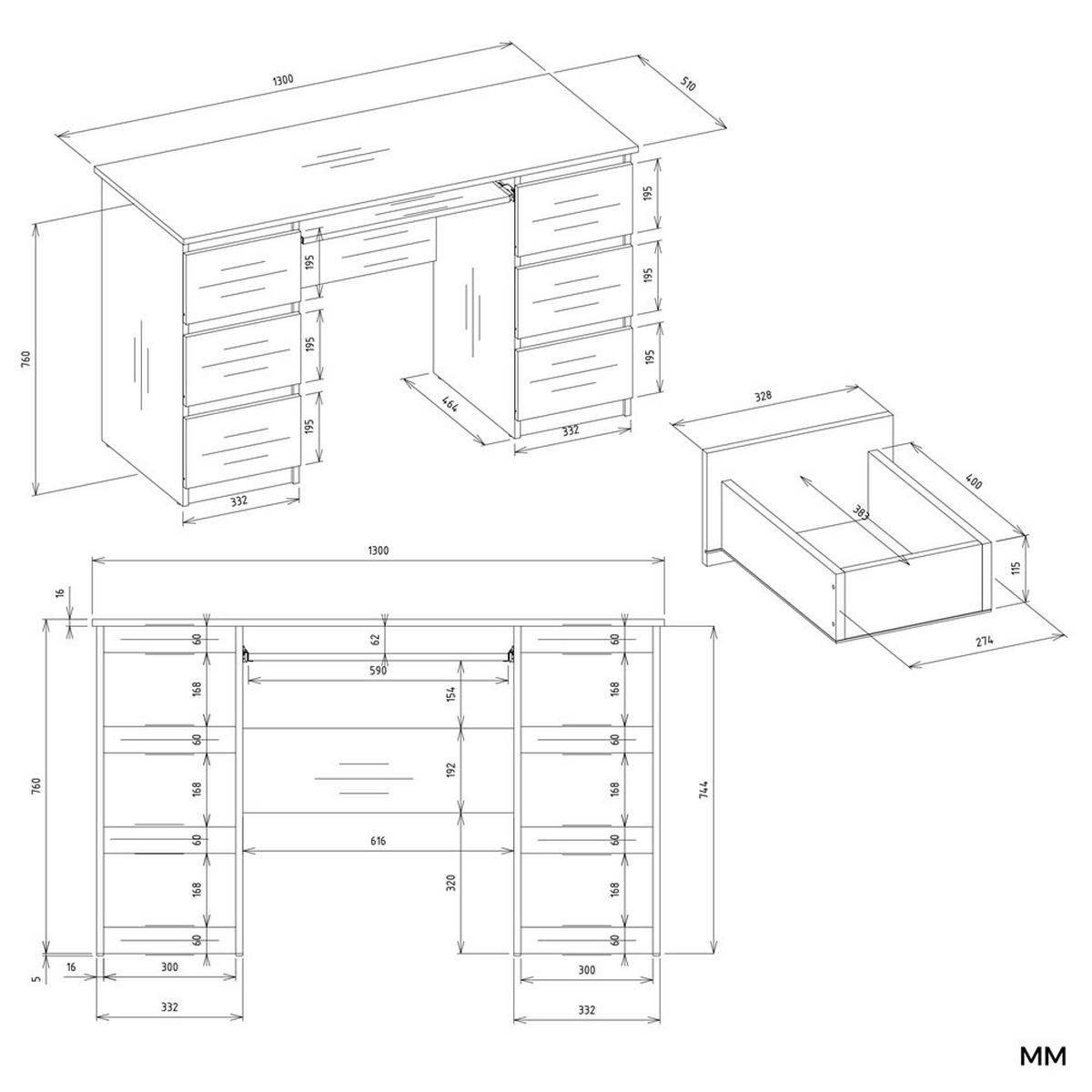 PÍSACÍ STÔL Biela 130/146/51 - biela, kompozitné drevo (51/130/146cm) - RAUMHIRSCH FURNITURE