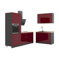 KUHINJA Fame-Line, Bordo visokog sjaja/Antracit, 220 x 120 cm, RP Hrast - bordo/antracit, drvni materijal (220/206.8/60cm) - Vicco
