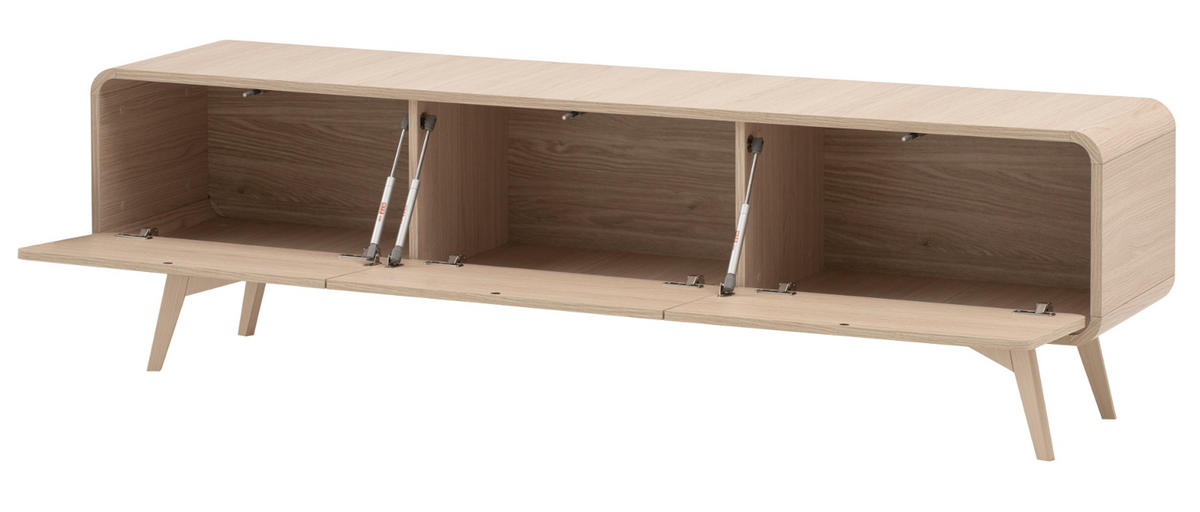 TV-LOWBOARD Eiche natur skandinavisch 180 cm, TV Unterteil mit Push-to-Open - Eichefarben, Holz/Holzwerkstoff (180/53/39cm) - Furn.Design