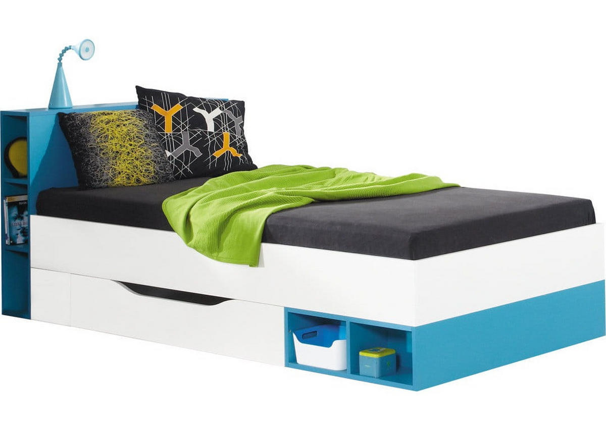 SCHLAFZIMMER Set 8-tlg. – MOBI System – Weiß / Blau - Weiß, Holzwerkstoff (80/195/50cm) - hi-markt