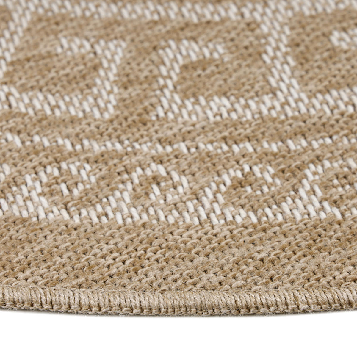 TEPPICH Outdoor Flachgewebe Vintage Polypropylen Balkon Beige Rund 80x80 - Beige, Textil (80/80cm) - KADIMA DESIGN