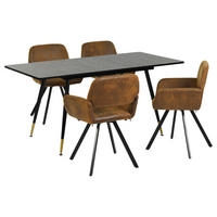 ESSZIMMER SET aus ausziehbarem Tisch und mit 4 drehbaren Stühlen - Schwarz/Braun, Holzwerkstoff/Metall (80/75/160cm) - Urban Meuble