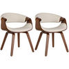 STUHL 2er Set Lederlook eiche/creme - Eukalyptusholzfarben/Eichefarben, Holz/Textil (62/76/52cm) - CLP