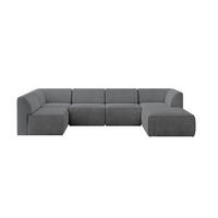 WOHNLANDSCHAFT Ottomane Rechts MOVA 345x180x78 Dunkelgrau Cord - Dunkelgrau/Anthrazit, Holzwerkstoff/Kunststoff (345/78/180cm) - ALTDECOR
