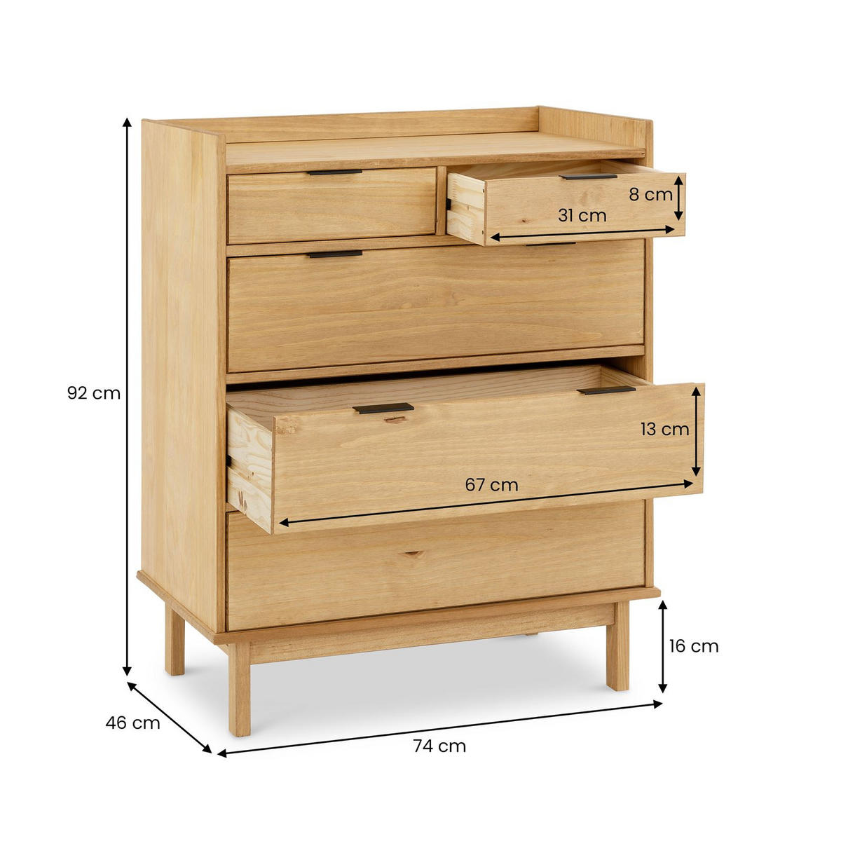 KOMMODE TEPERA braun - Braun, Holz (75/92/46cm) - IDIMEX
