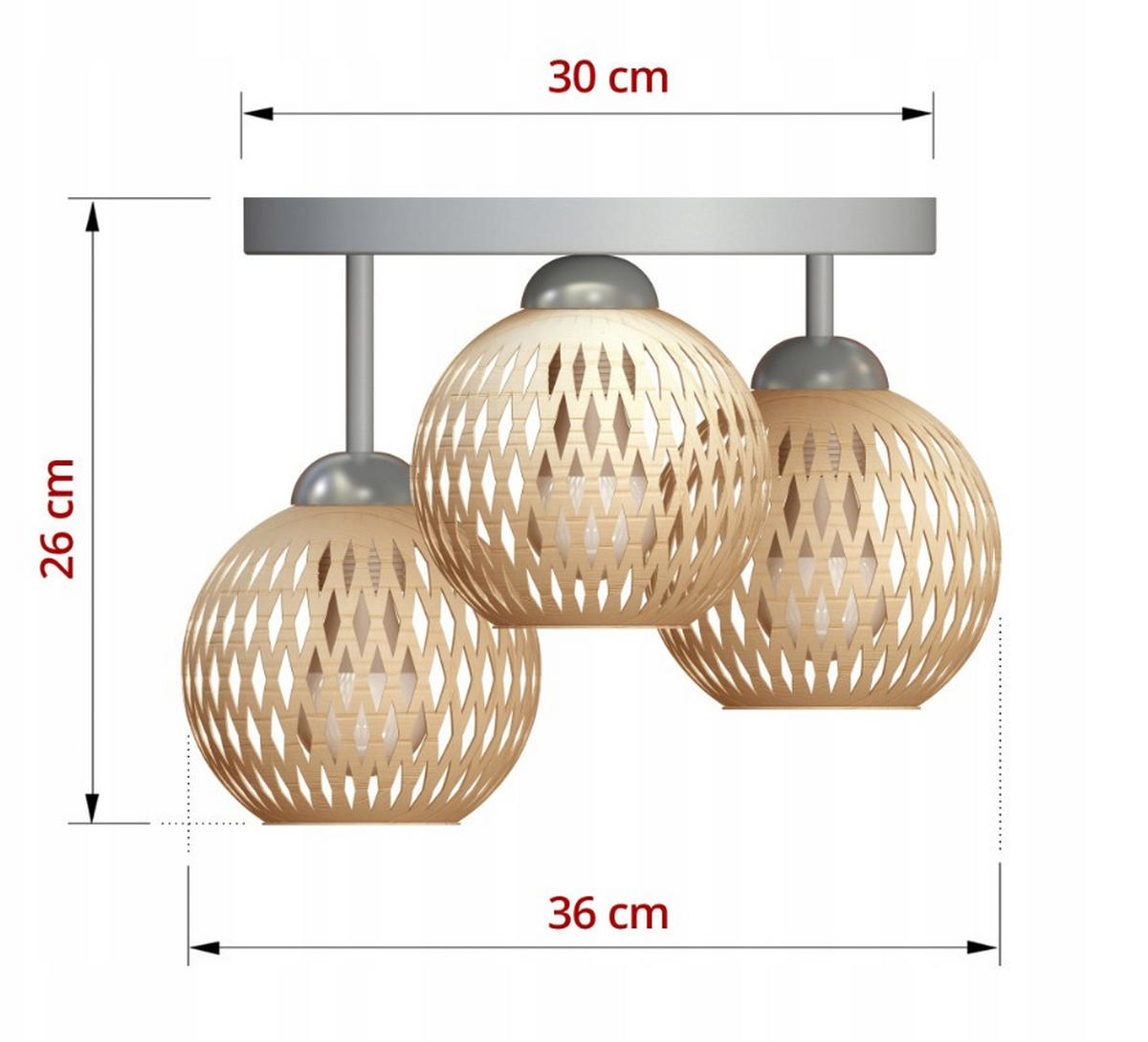 DECKENLEUCHTE BOHO - Beige/Weiß, Holz/Metall (36/36/26cm) - kiki design