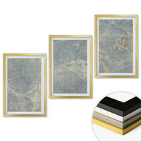 WANDBILDER 3er Set - 40x60 cm Goldrahmen - Dekorativer Stein aus grünem Marmor - Goldfarben, Kunststoff (40/60cm) - ArtPrintCave