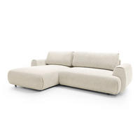 ECKSOFA ZEST Creme Geflochtener Stoff mit Schlaffunktion - Creme, Holz (270/167cm) - MASSENO