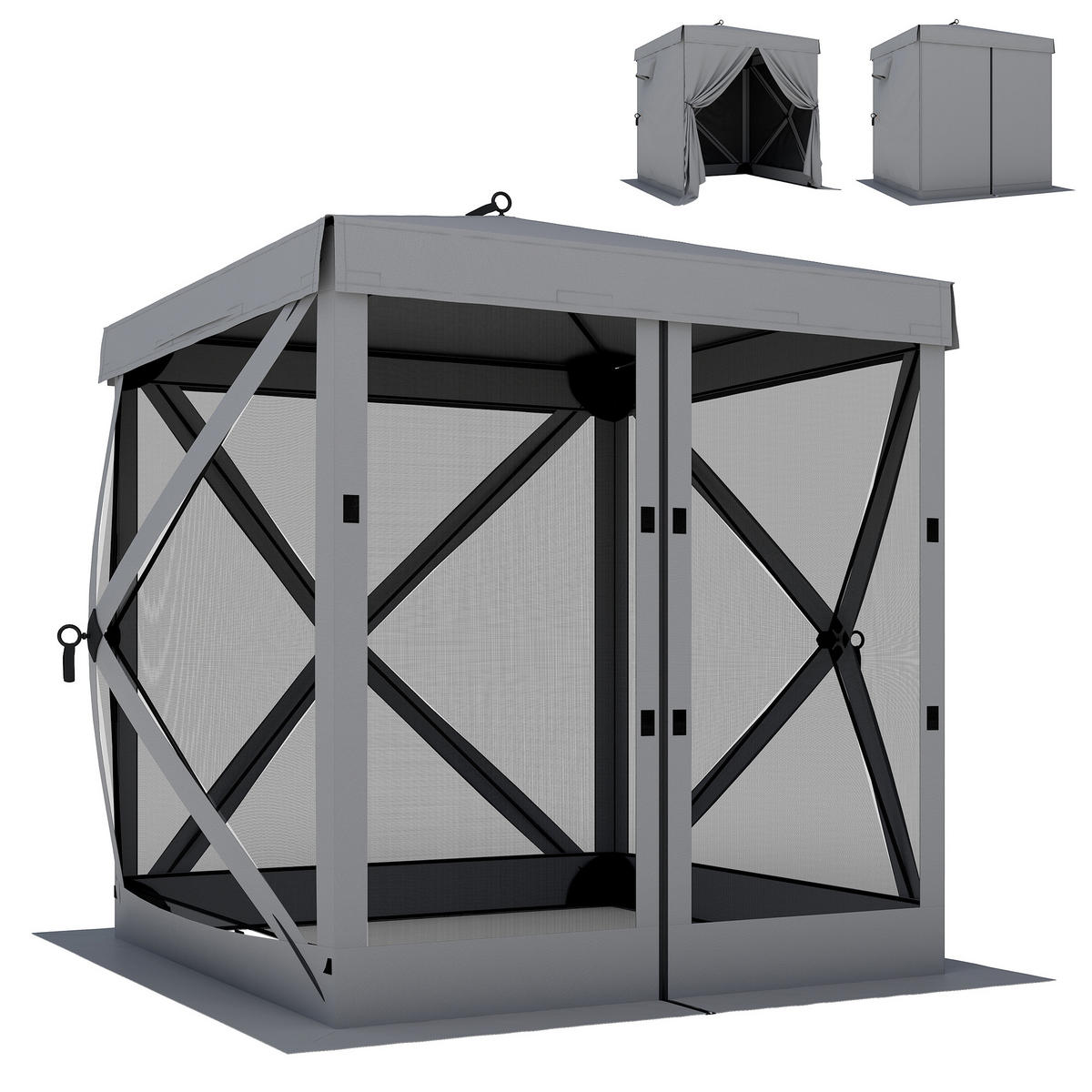 PAVILLON DE-07468 Pop-up mit 4 Mesh-Seitenteilen, UV30+ Grau - Dunkelgrau, Textil (185/205/185cm) - ComfortXL