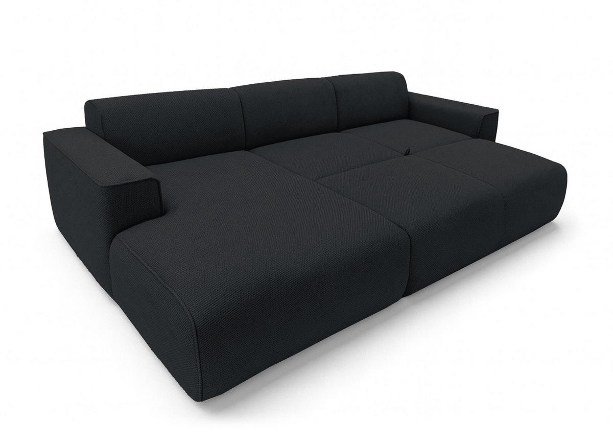 ECKSOFA L Form Ruyam Dunkelgrau 310/165/78 cm – Schlaffunktion Links - Schwarz, Kunststoff/Textil (170/310cm) - AX Living