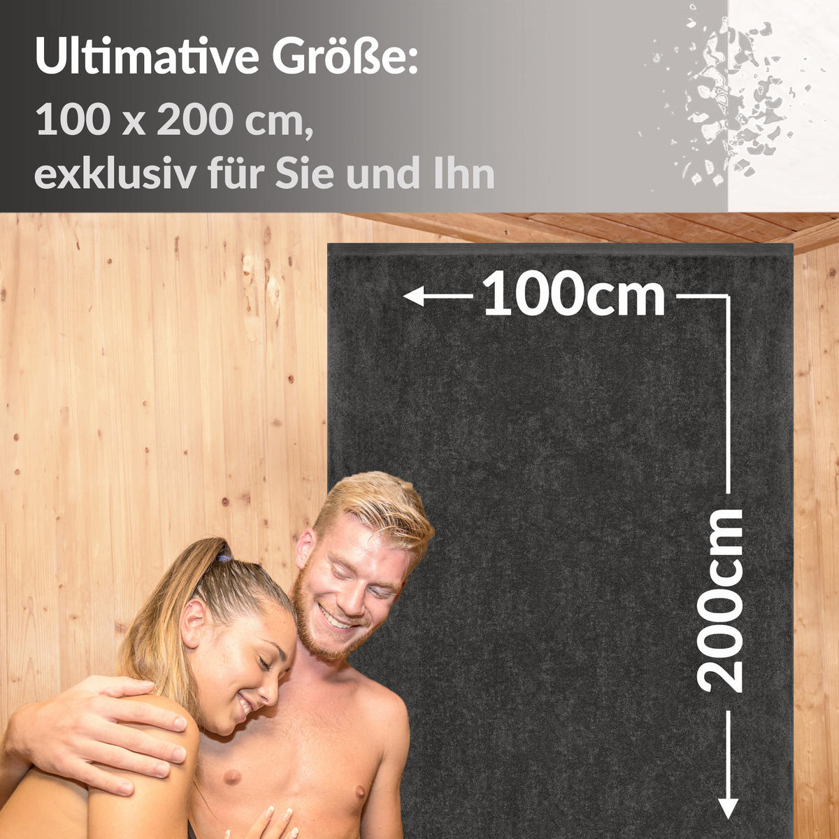 SAUNATUCH Lillby Anthrazit Grau 100x200 cm - Anthrazit, Textil (100/200cm) - Lashuma