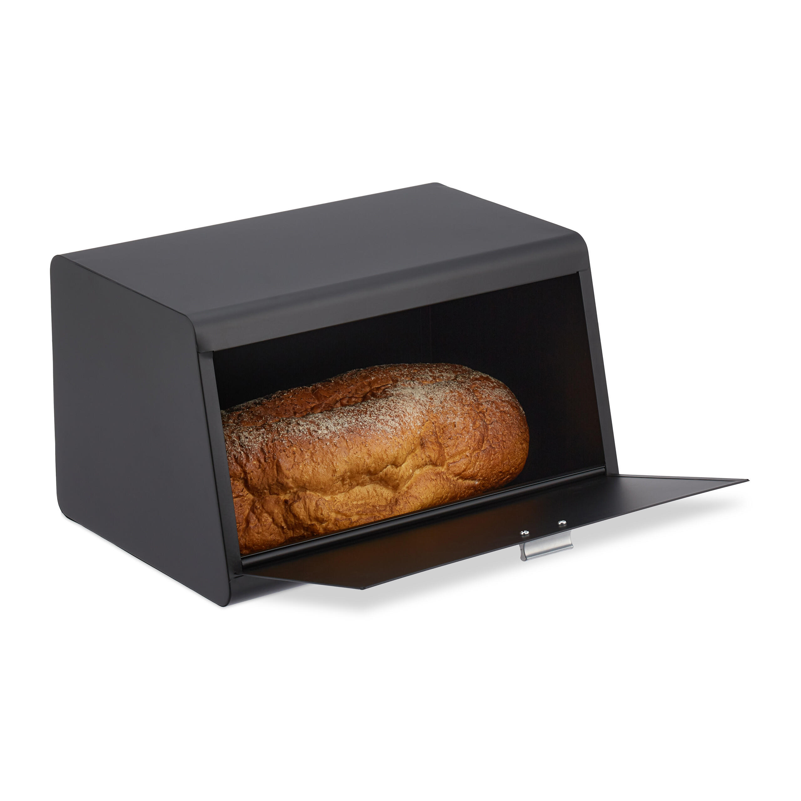 BROTKASTEN - Schwarz, Metall (34.5/20.5/23.5cm) - Relaxdays