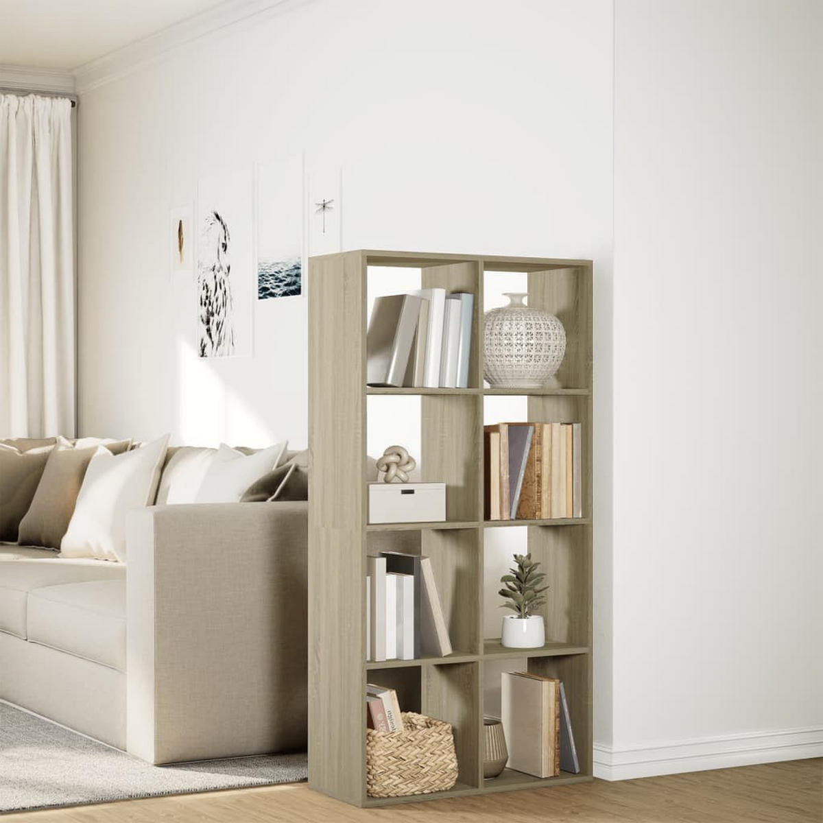 RAUMTEILER-BÜCHERREGAL Sonoma-Eiche 69,5/29/137,5 Cm - Sonoma Eiche, Holzwerkstoff (69.5/137.5/29cm) - vidaXL