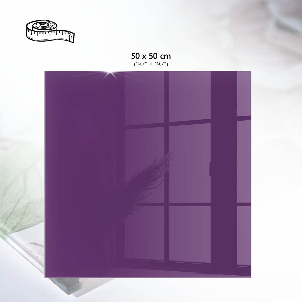 TISCHPLATTE 50x50 cm – Kräftiges Lila - Braun, Glas (50/50/0.4cm) - Wallfluent