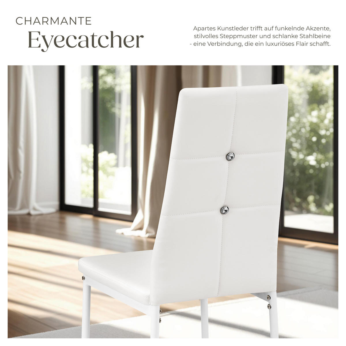 ESSZIMMERSTUHL 6er Set Julien 40 x 42 x 97 cm weiß - Weiß, Textil (42/97/40cm) - tectake