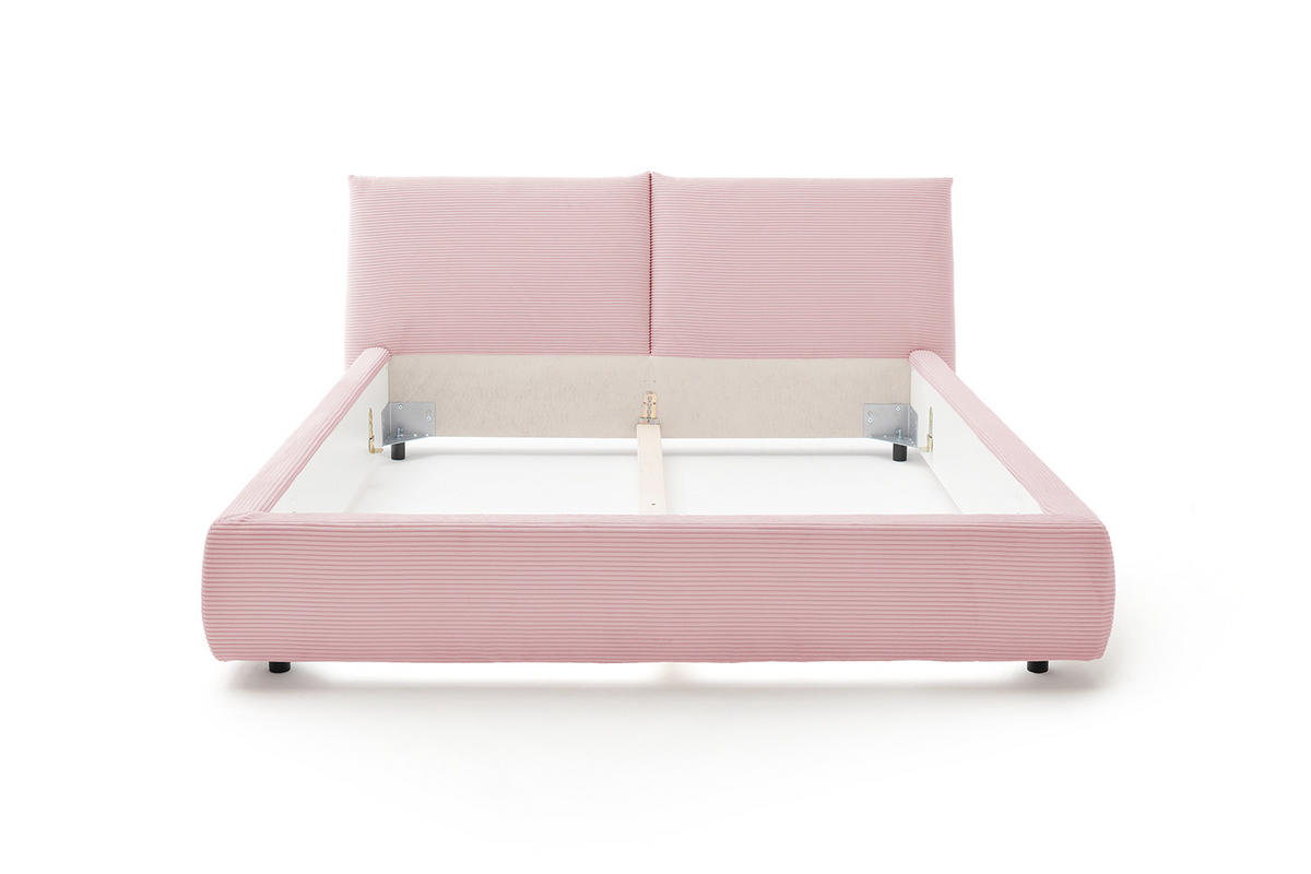 POLSTERBETT HENRY Pink Cord - Pink/Schwarz, Textil (200/200cm) - KAWOLA