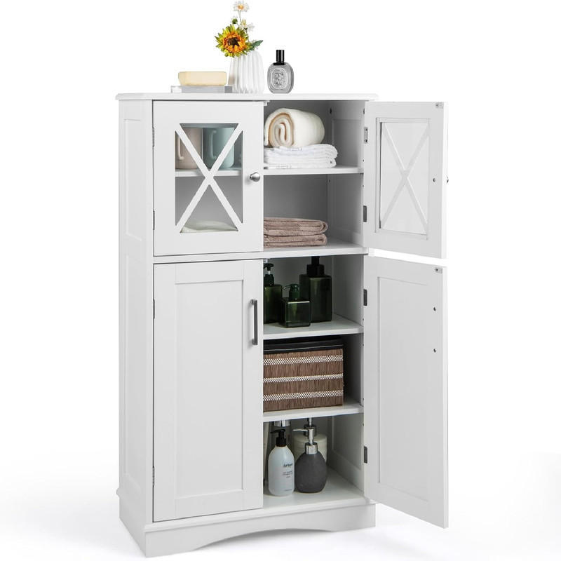 Costway Badezimmerschrank Weiß 60x108x30 cm