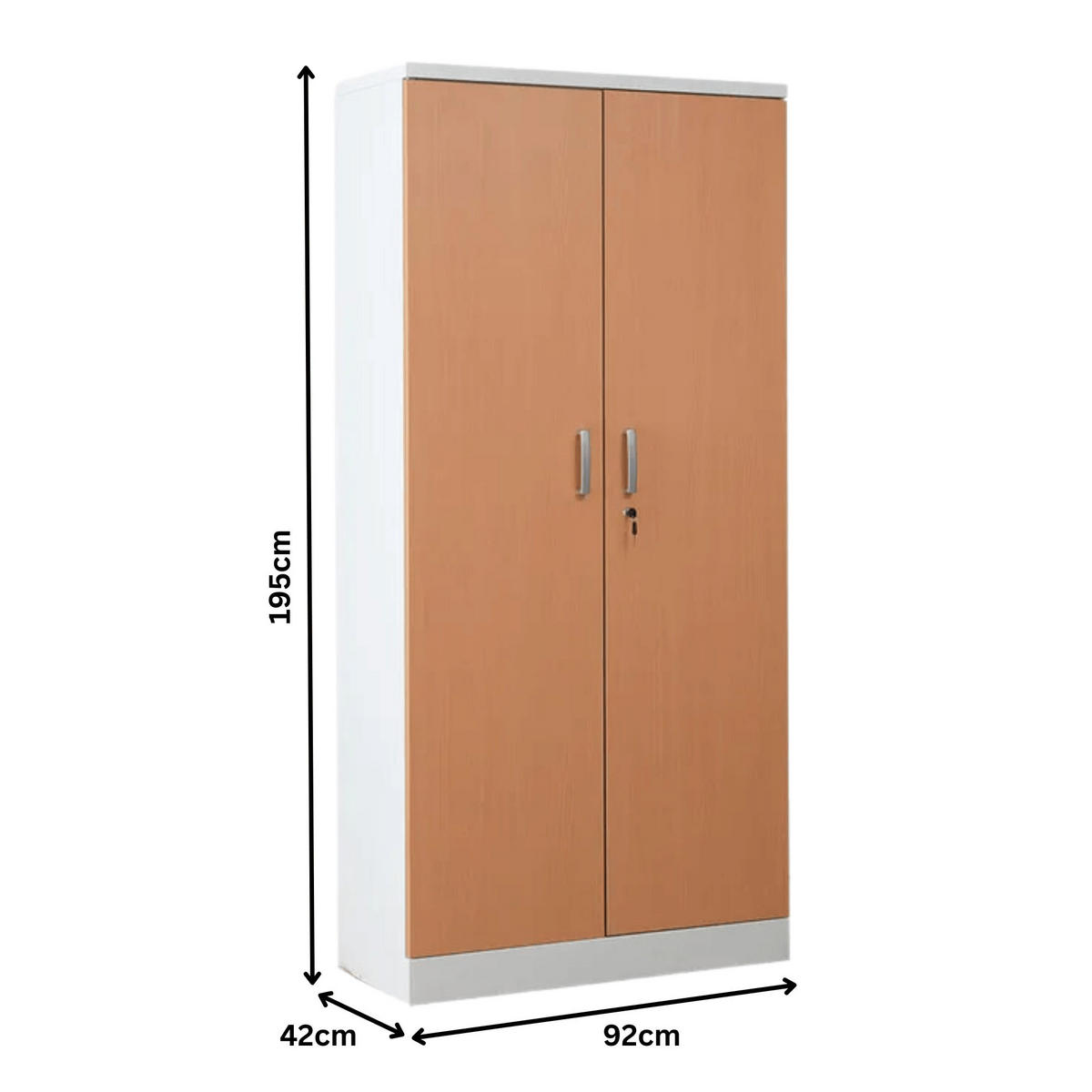 AKTENSCHRANK Beetle 4 Fachböden 195x92x42 cm Weiß & Buche - Buchefarben, Metall (92/195/42cm)