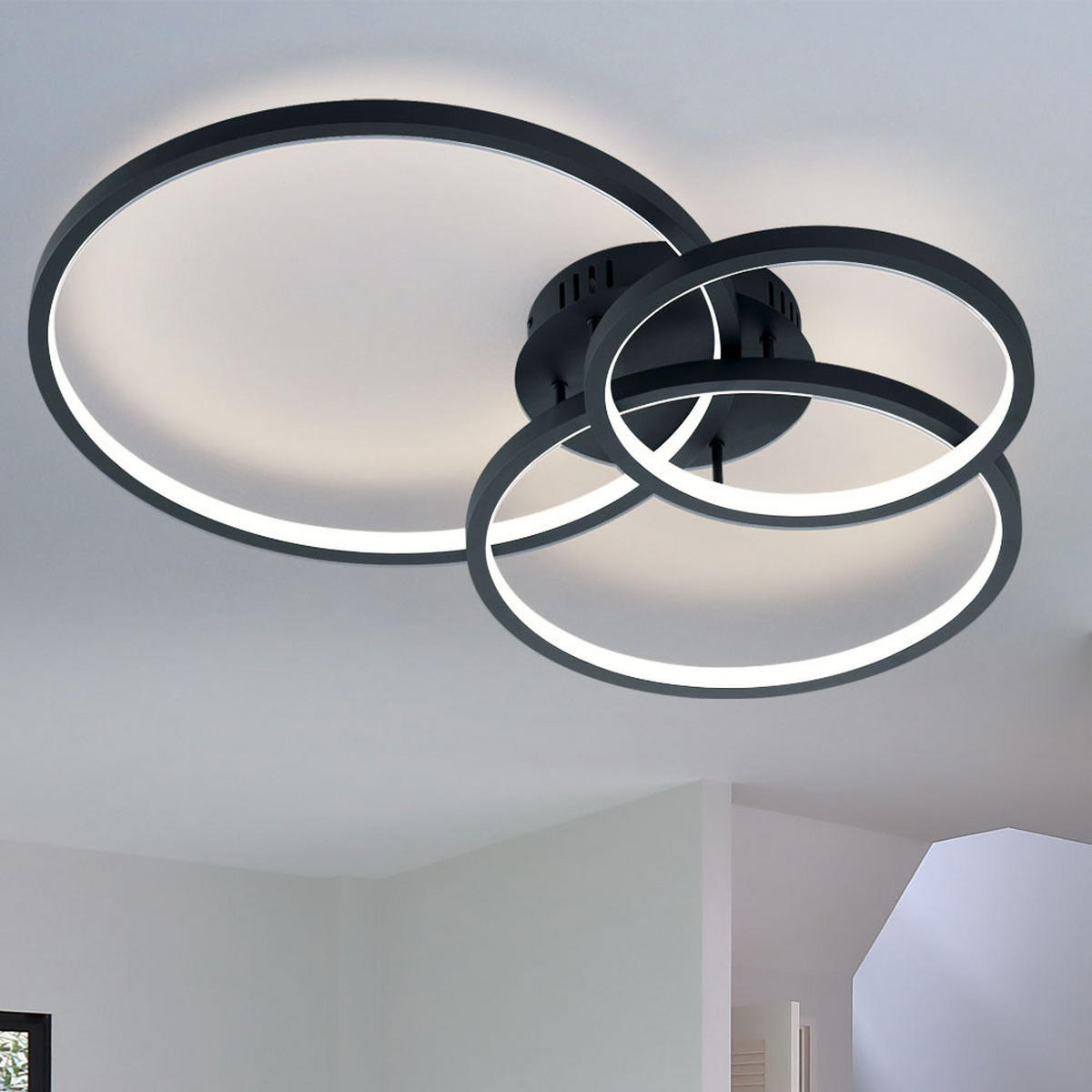 LED DECKENLEUCHTE Aaron Schwarz - Schwarz, Metall (79/64/10cm)